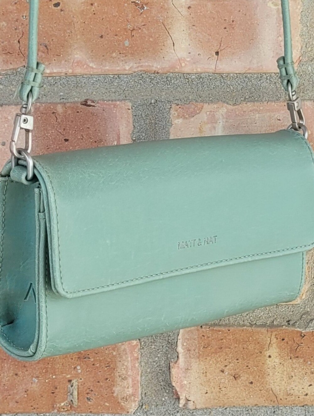 Matt & Nat Drew Small Jade Mint Green  Vegan Leather Crossbody Clutch